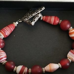 Sterling silver and glass bead toggle bracelet
